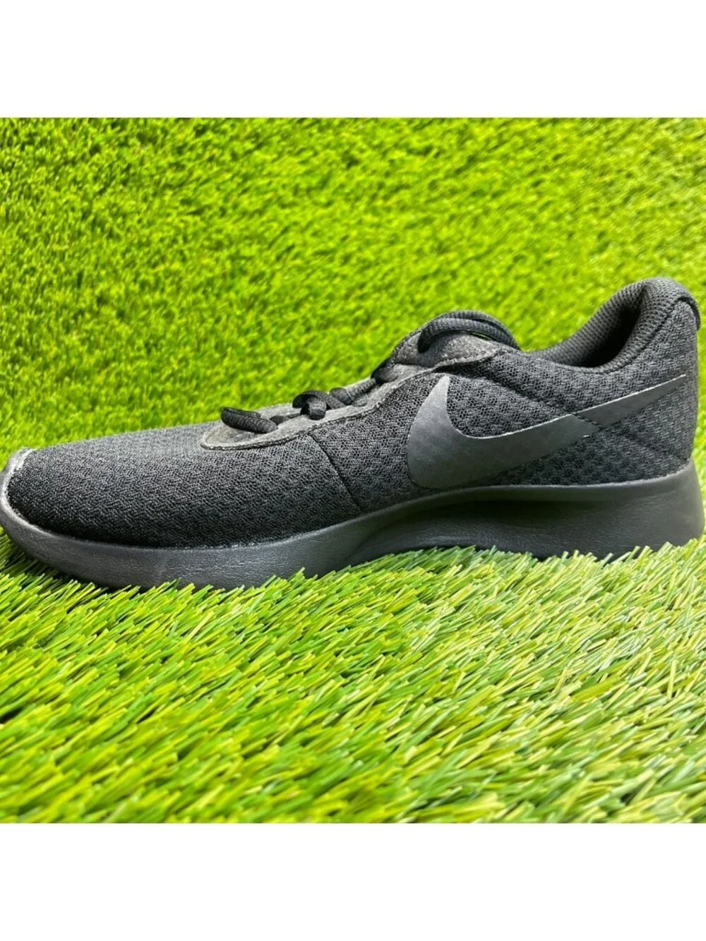 Nike Tanjun Womens Size 7.5 Triple Black Athletic Running Walking Shoes Sneakers